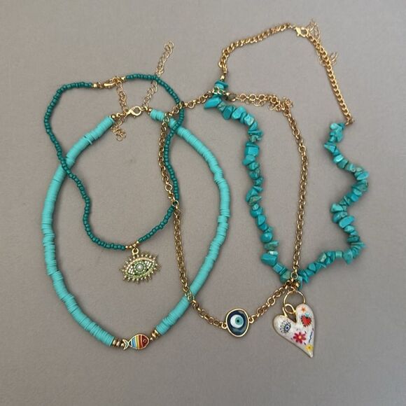 Blue Minimalist Necklace A1202 - Picture 3 of 4